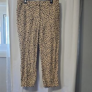LOFT Tan and Black Polka Dot Straight Leg Pants